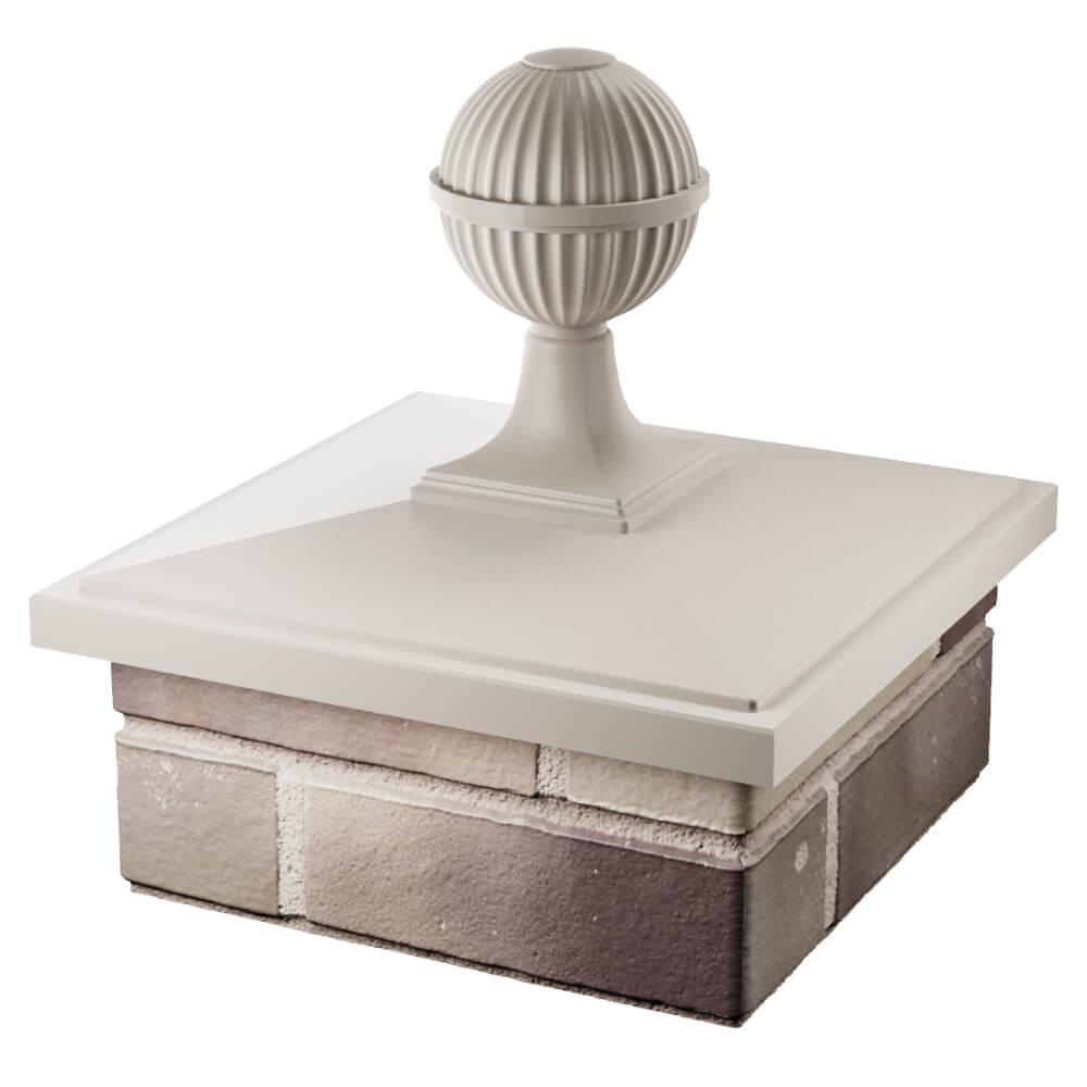 Колпак Zking БонаМоно Бежевый с шаром на столб 1.5х1.5 кирпича (385х385, 400х400мм) в сборе в Иваново фото