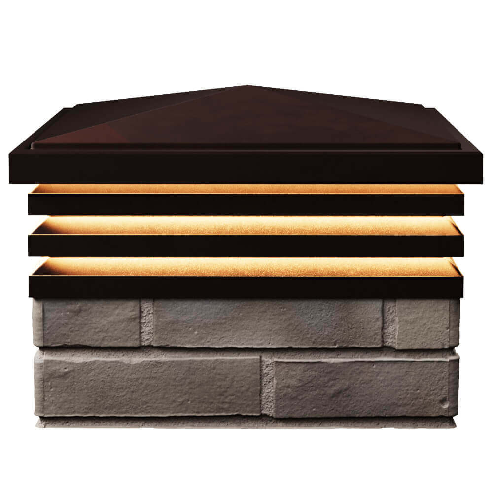 Колпак Zking Бона ХайТек Коричневый на столб 1.5х1.5 кирпича (385х385мм) с подсветкой в Иваново фото